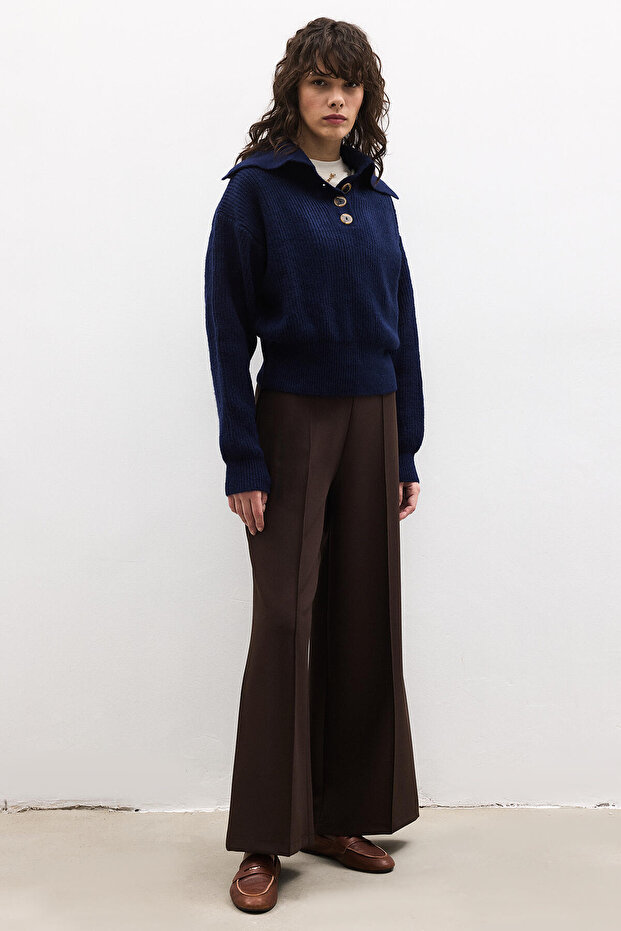 DEVRİK YAKA DÜĞMELİ TRİKO KAZAK - 2