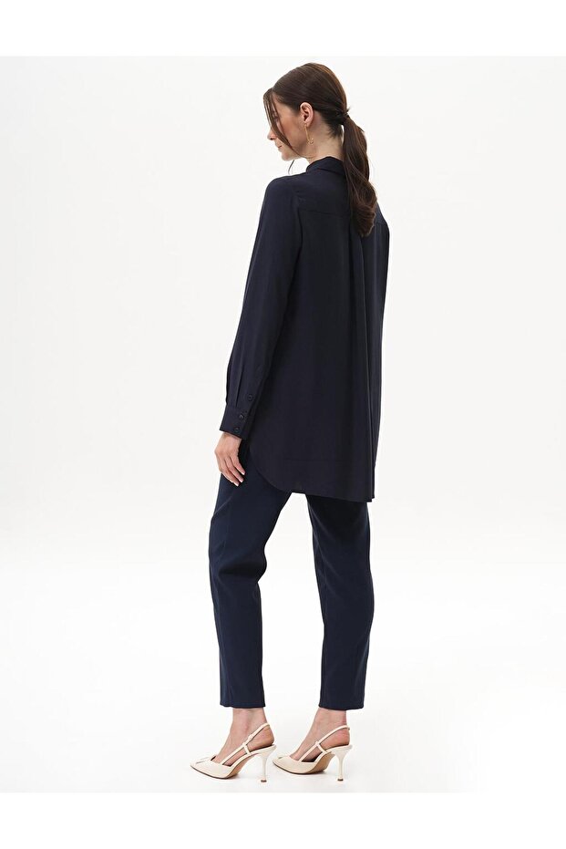 %100 Viskon Basic Tunik Lacivert 21519 - 7
