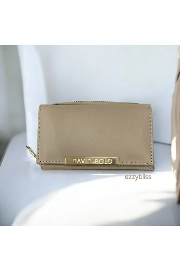 Ezzybliss Women's Cream Faux Leather Multi-Compartment Stylish Design Wallet Card Holder