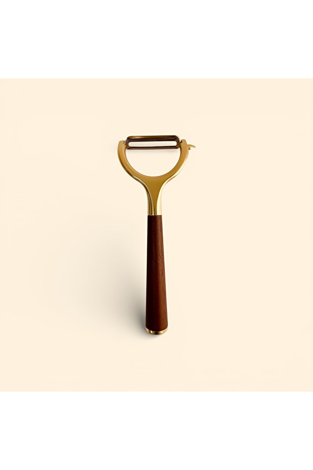 Acacia Handle Gold Peeler Stainless Steel