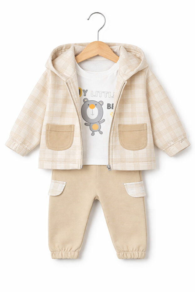 Baby Plaid Hooded 3-Piece Set
