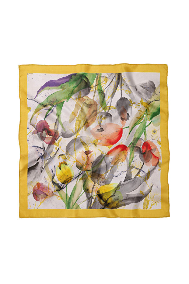 وشاح / باندانا منقوشة بالزهور مقاس 50×50 سم