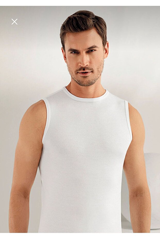 Pack of 6 Men's Ribbed White Zero Sleeve Crew Neck Undershirts