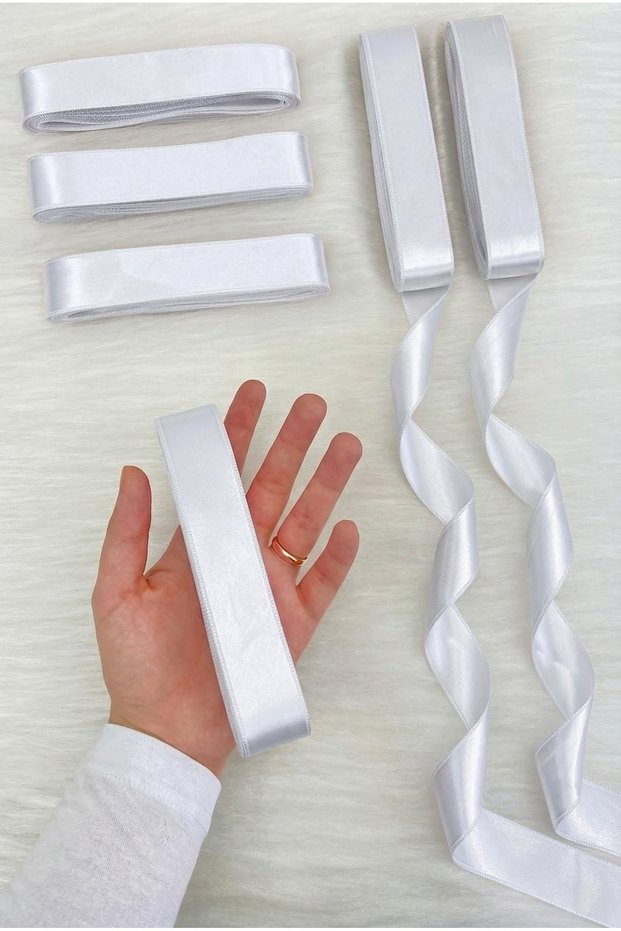 White Satin Ribbon 3 cm 10 Mt, Bohça Dowry Wedding Henna Circumcision Promise Birthday Party Gift Decoration
