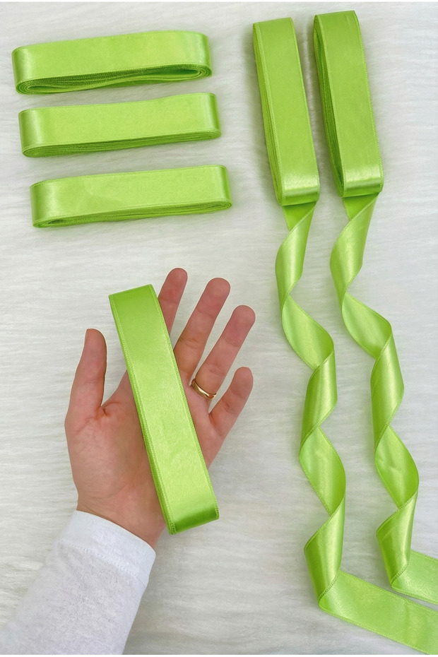 Pistachio Green Satin Ribbon 3cm 10Mt, Bohça Dowry Wedding Henna Circumcision Birthday Party Gift Decoration