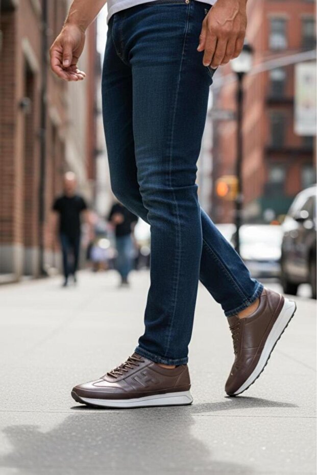 Men's Leather Brown Casual Shoes M305