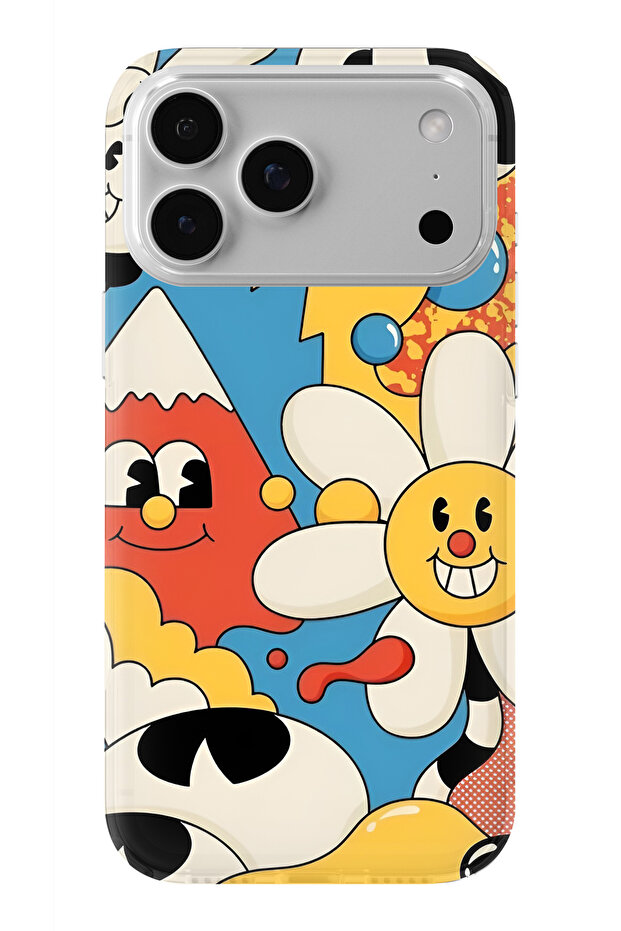 iPhone 17 Pro Max Compatible Cartoon Collage Design Printed Transparent Case - 1