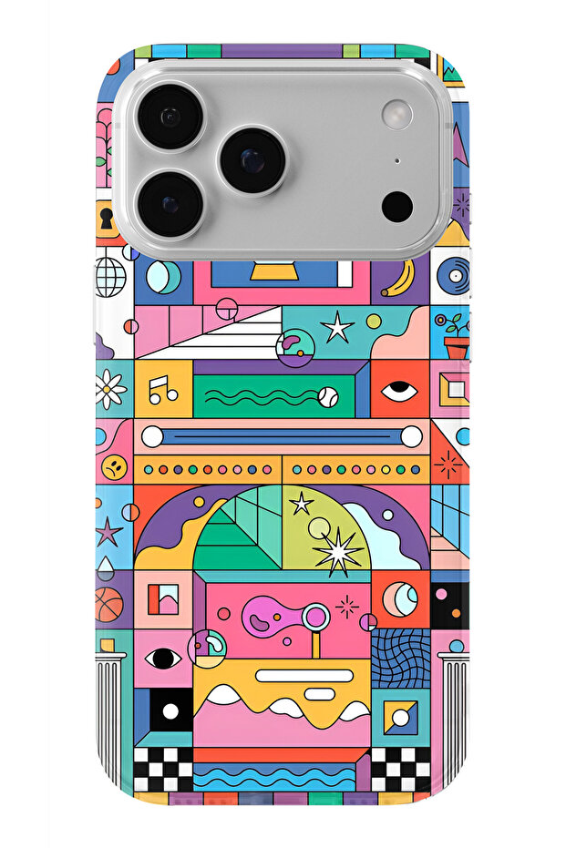 حافظة شفافة مطبوعة بتصميم مكعب كولاج متوافقة مع هاتف iPhone 17 Pro - 1