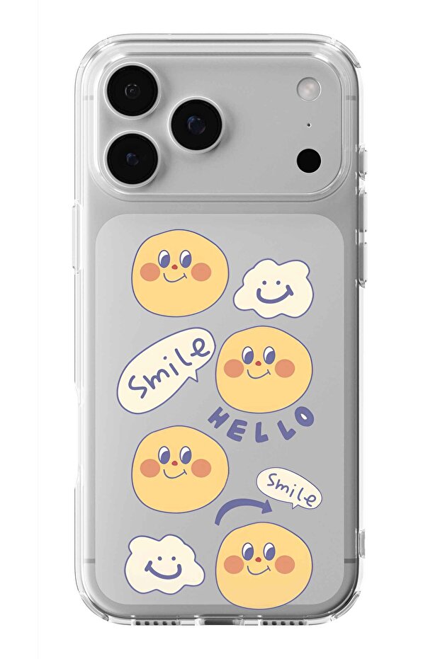 حافظة شفافة مطبوعة بتصميم سمايل متوافقة مع هاتف آيفون 17 برو ماكس - 1