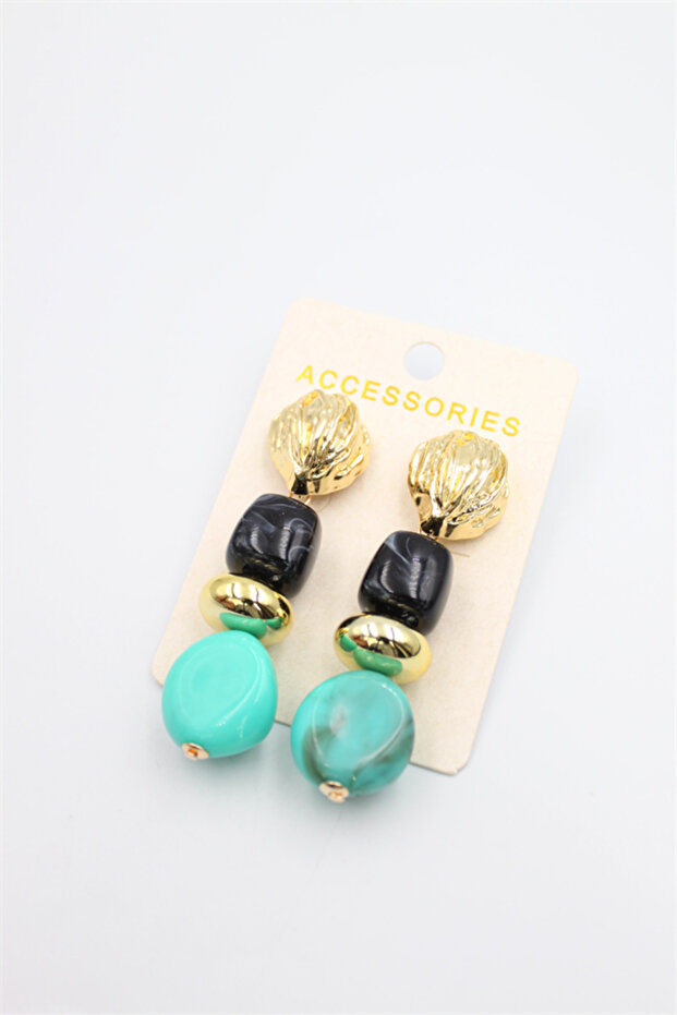 أقراط مرصعة - أسود - 1