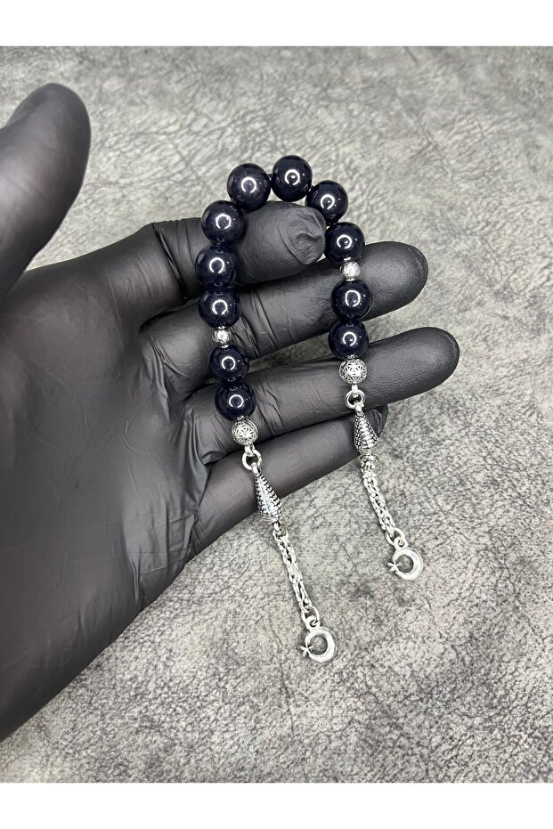 Zaza High-End Shimmering Glass Black Pearl Natural Prayer Beads