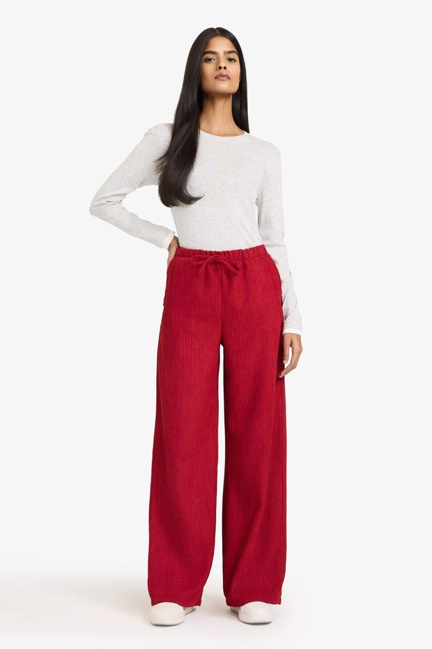 Wide Leg Double Pocket Standard Length Velvet Trousers G7879Ax26Sp