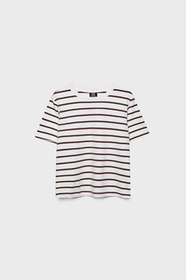 Çizgili, heavy weight, regular fit basic tişört - 6