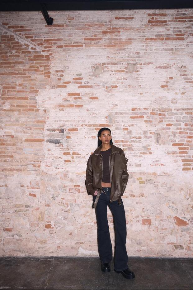 Oversize suni deri ceket - 1