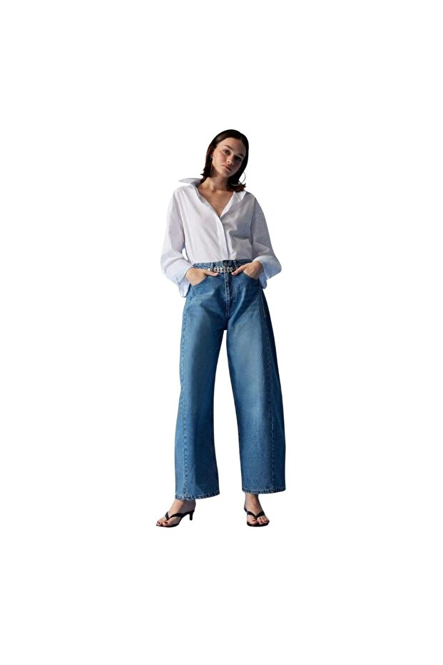 Women's Jean Pants F7652Ax/Nm28 Mid Blue