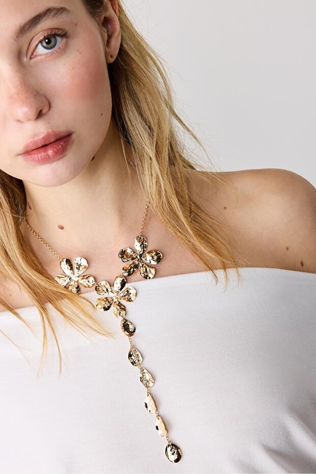 ÇİÇEKLİ LARİAT KOLYE - 3