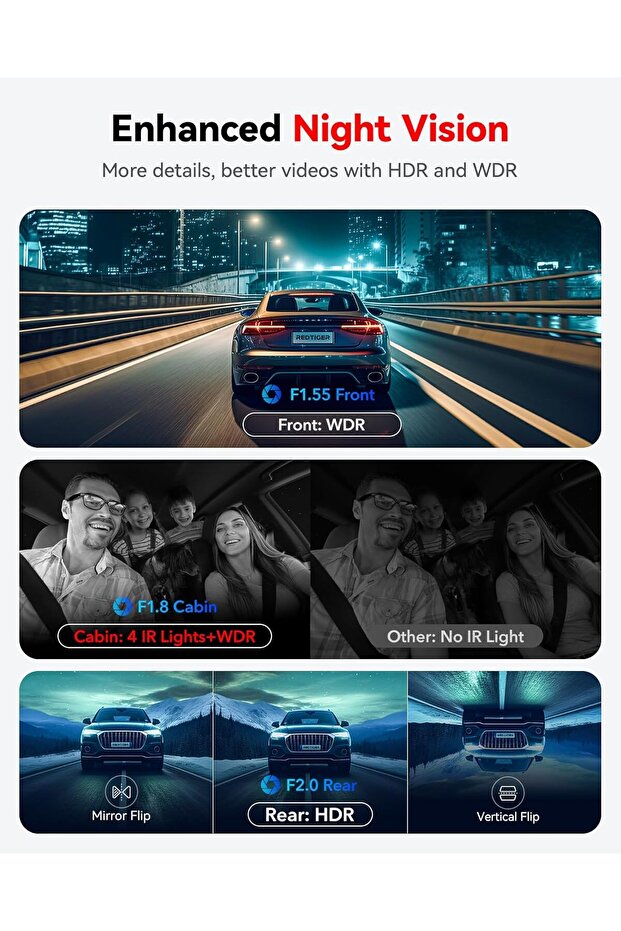 كاميرا F17 4K ثلاثية القنوات للسيارة - 4