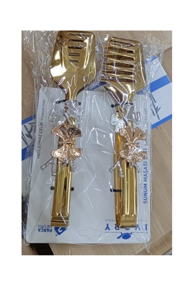 Ivory Salad Serving Tongs with Butterfly Design, Set of 2