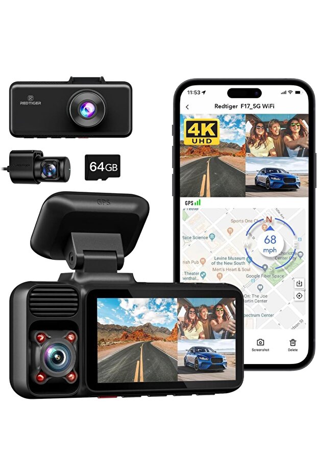 كاميرا F17 4K ثلاثية القنوات للسيارة - 1