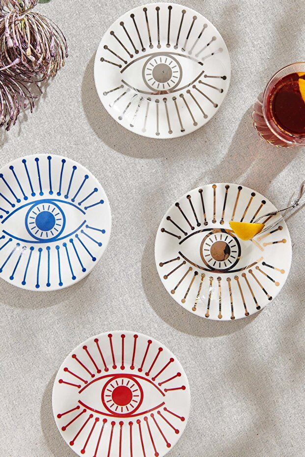 Eye Porcelain Tea Plate Blue