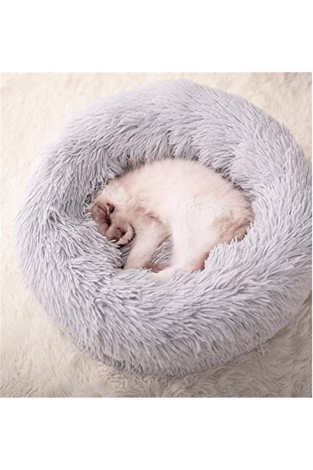 Cat Beds for Indoor Cats -20’’x20’’ Washable Donut Cat and Dog Bed, Soft Plush Pet C