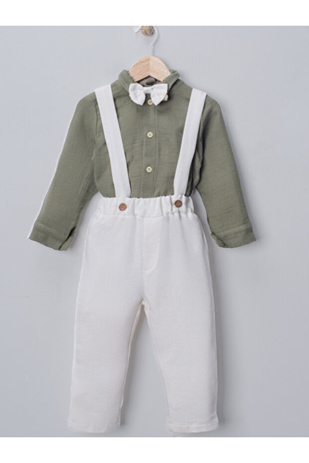 Muslin Fabric Baby Boy Salopet Set