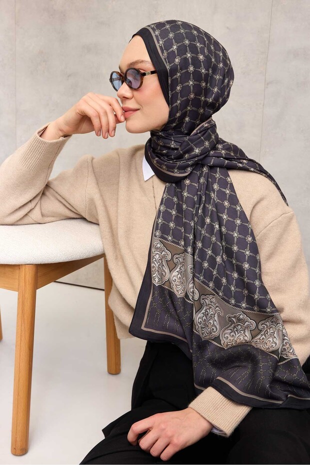شال عضوي - 471002-16 | 195×75 سم | حبل متين، مضاد للانزلاق، بنمط حبال، لون أزرق داكن