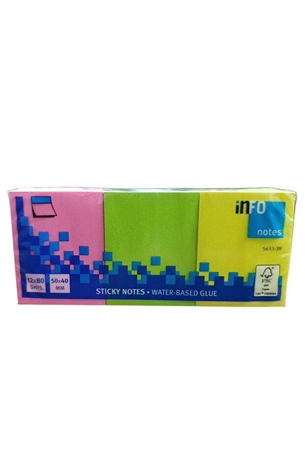 ملاحظات لاصقة مقاس 50x40 مم، 12x80 صفحة