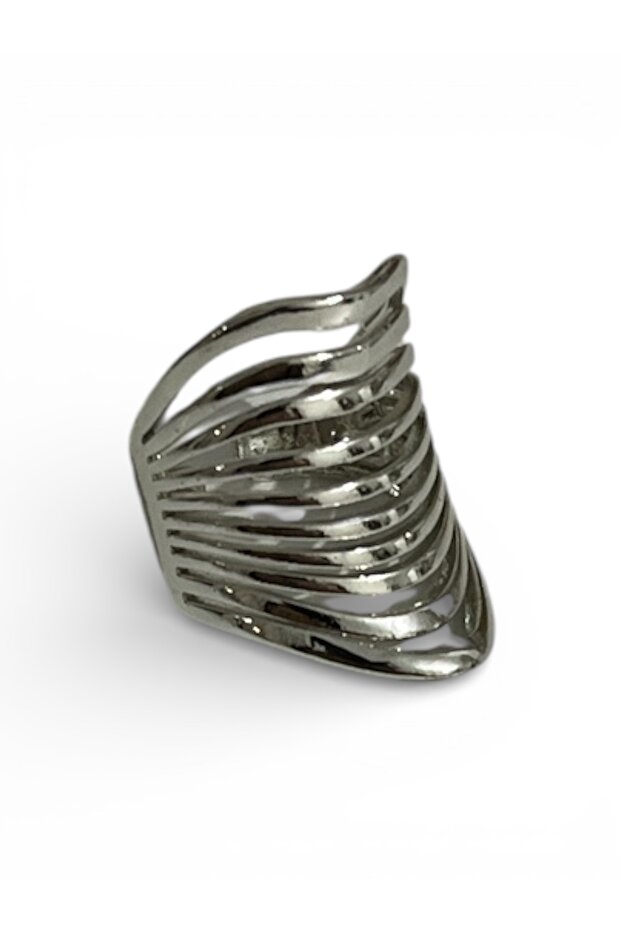 Silver color multi-row ring - 1