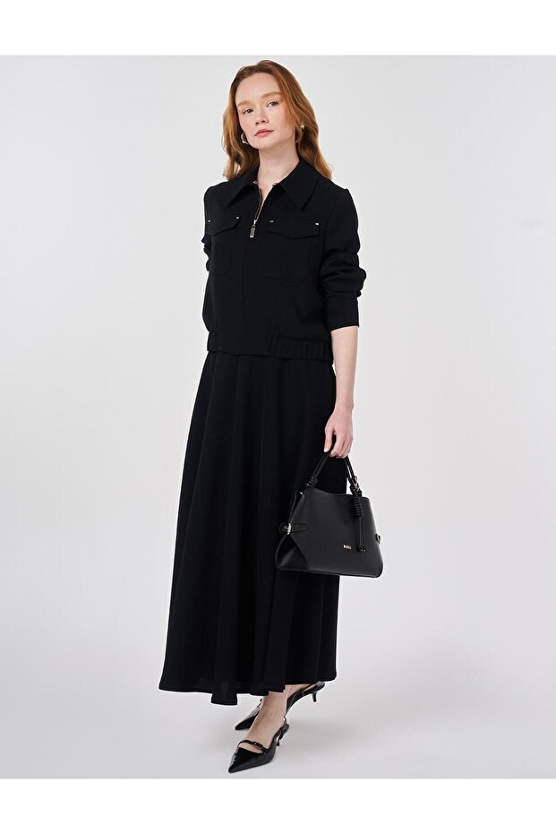 طقم سترة بومبر باللون الأسود - 1