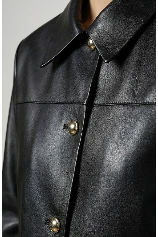 Siyah Deri Mont - 5