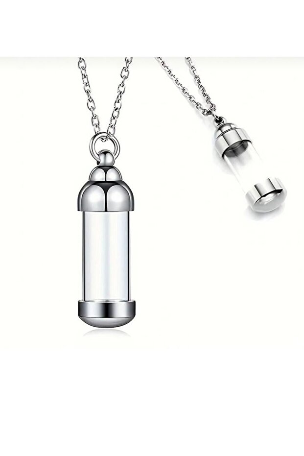 Metal Keepsake Tube Pendant with Glass Lid – Storage Design with Openable Lid