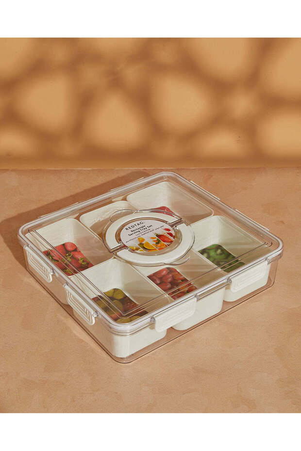 طقم صواني تقديم وجبات خفيفة مستطيلة بيضاء (8 قطع) - 2