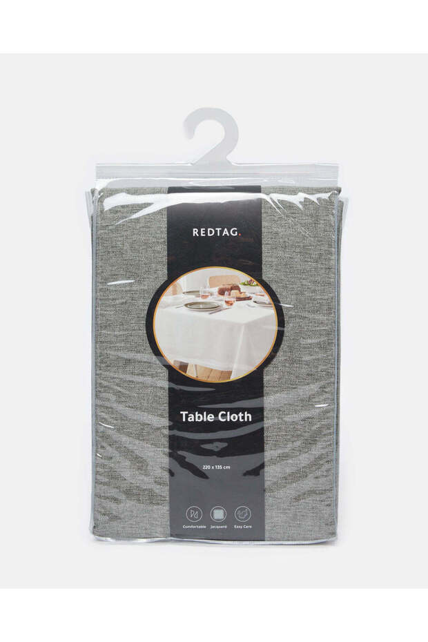 مفرش طاولة مستطيل رمادي اللون بنقشة الجاكار - 1