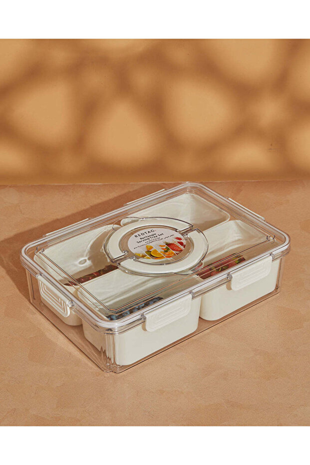 طقم صواني تقديم وجبات خفيفة مستطيلة بيضاء (6 قطع) - 2