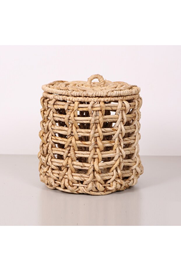 Edi̇s Natural Abaka 25X25 cm Laundry and Decoration Basket with Lid