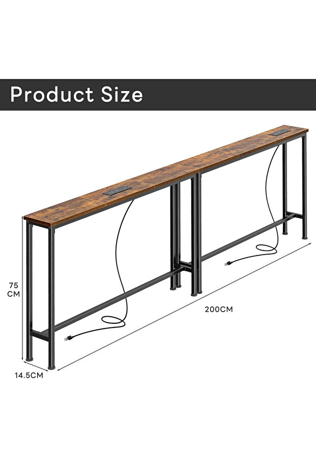 طاولة كونسول ضيقة مزودة بمخرج كهربائي، طاولات أريكة، طاولة خلف الأريكة - 8