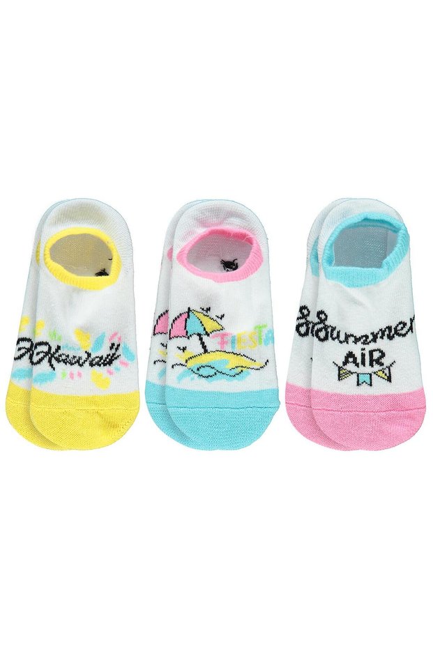 Civil Girls' Fiesta 3-Piece Girls' Ballerina Socks | Printed | School Nursery and Daily Use