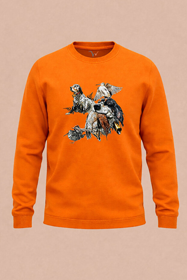 Hunting Outdoor English Setter Çulluk Printed Regular Fit 3 Thread Winter Sweatshirt