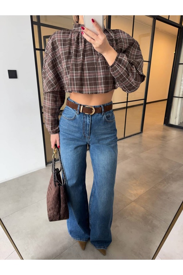 Washable Wide Leg Belted Rental Jeans