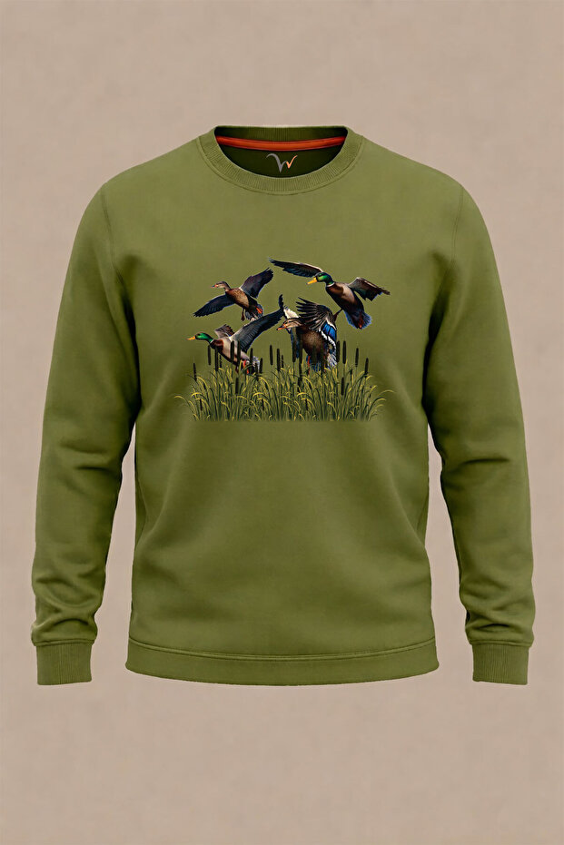 Hunting Hunting Duck Hunting Printed Reeds 100% Cotton Regular Fit 3 Thread Winter Sweatshirt