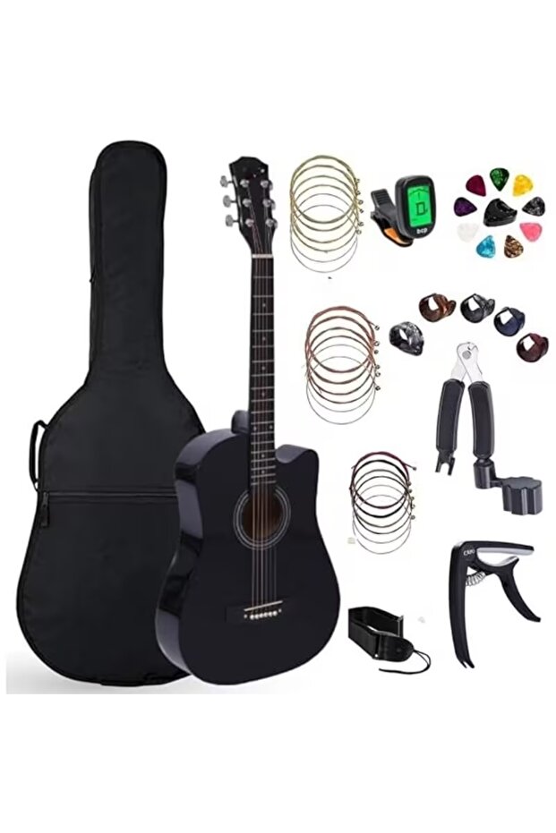 38 Inch Guitar With Starter Kit For Beginners (Black)