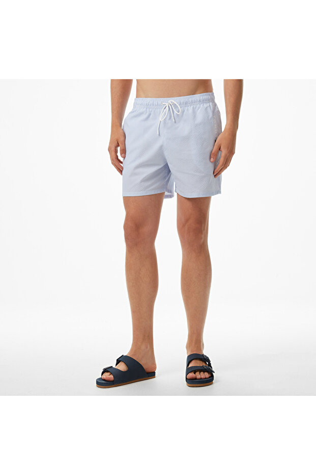 Medium Drawstring Erkek Mavi Deniz Şortu - 5