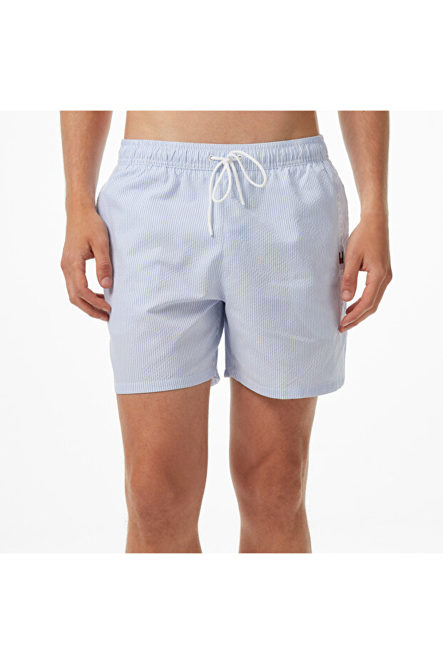 Medium Drawstring Erkek Mavi Deniz Şortu - 6