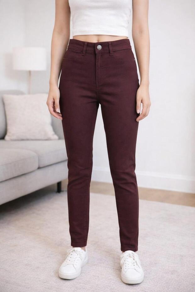 Zr closed pocket high waist tight leg trousers