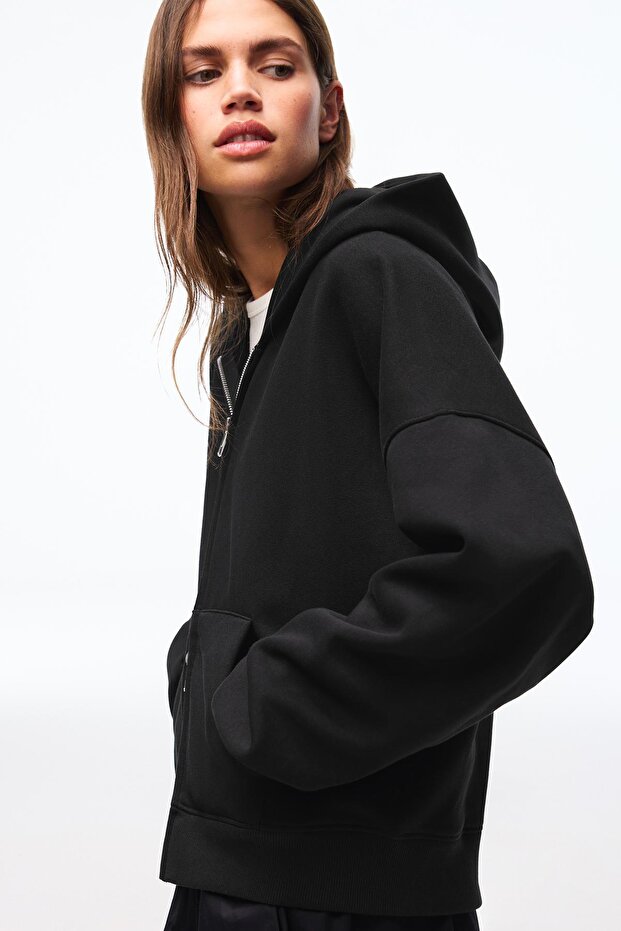 Oversize kapüşonlu fermuarlı sweatshirt - 3