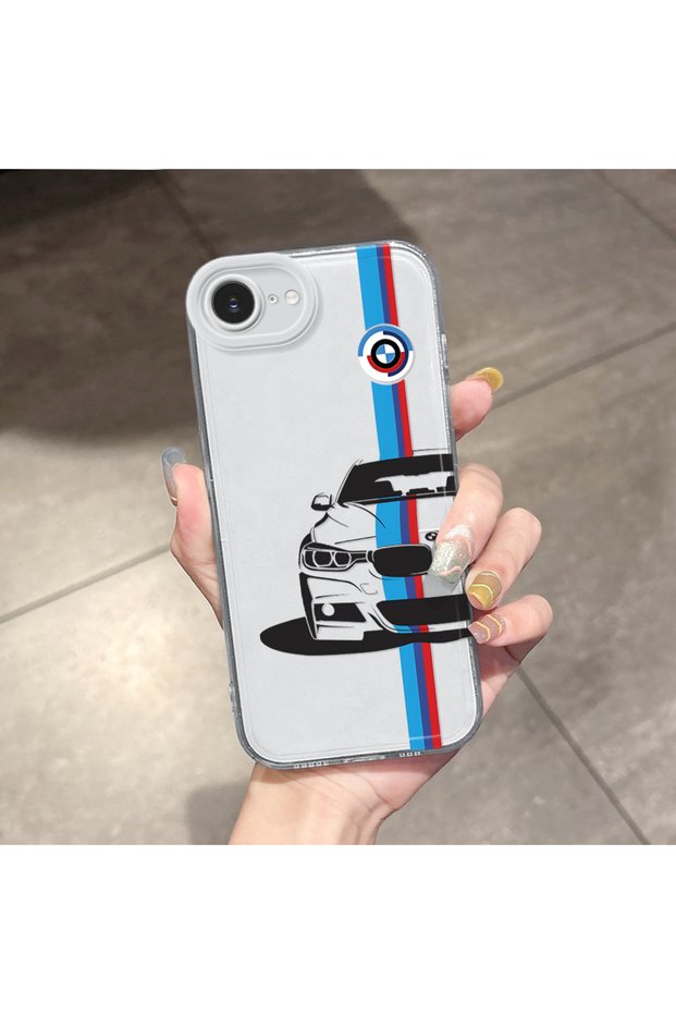 iPhone 17E Compatible Transparent Camera Protected Bear Airbag Soft Silicone Phone Case Bmw Pattern