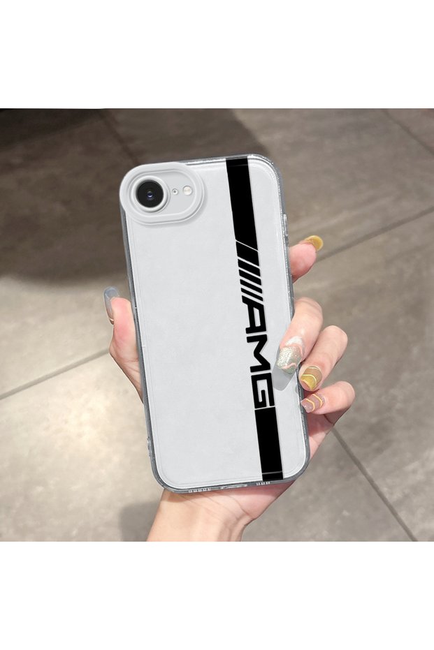 iPhone 17E Compatible Transparent Camera Protected Bear Airbag Soft Silicone Phone Case Porsche Pattern
