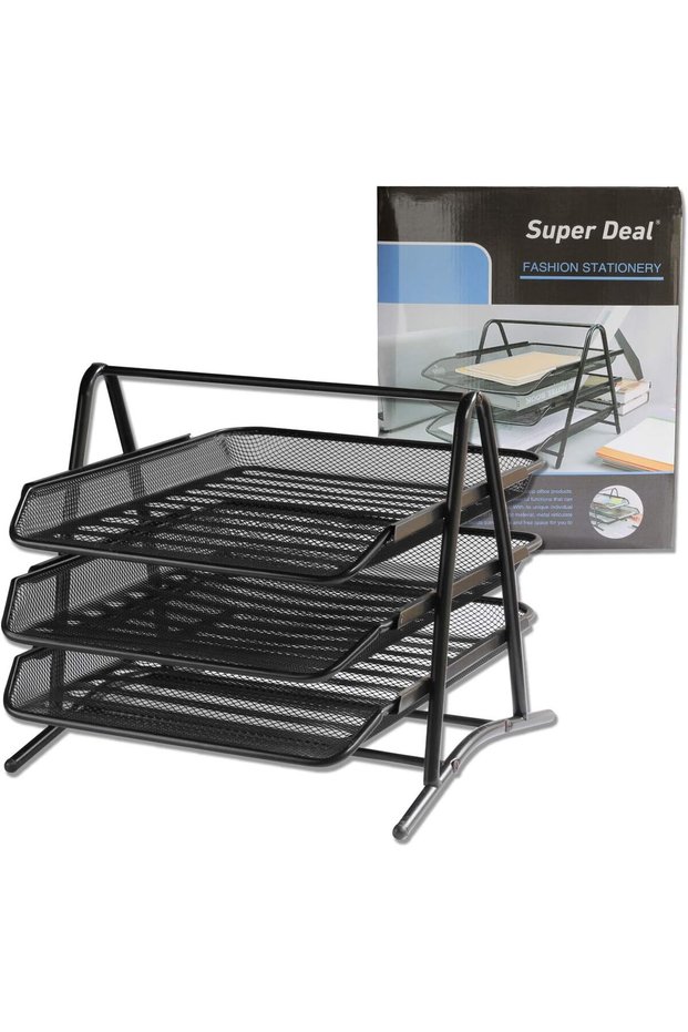 A Type 3 Layers File Tray-Black Color