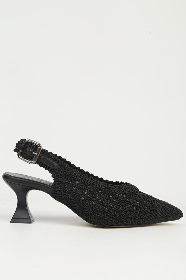 Women's Black Heeled Shoes Pc-55681